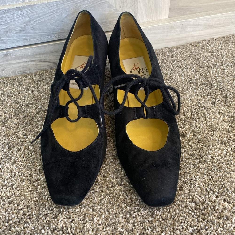 Vintage 80'S Joan & David  made in Italy booties pointy black suede shoes